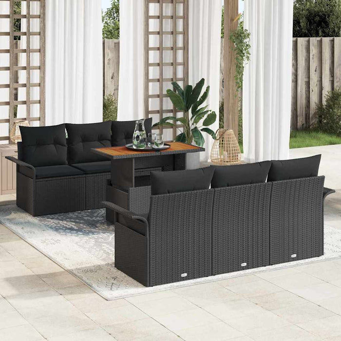 Set de canapele pentru grădină cu pernă 7 pcs Negru - WALTI WALTI