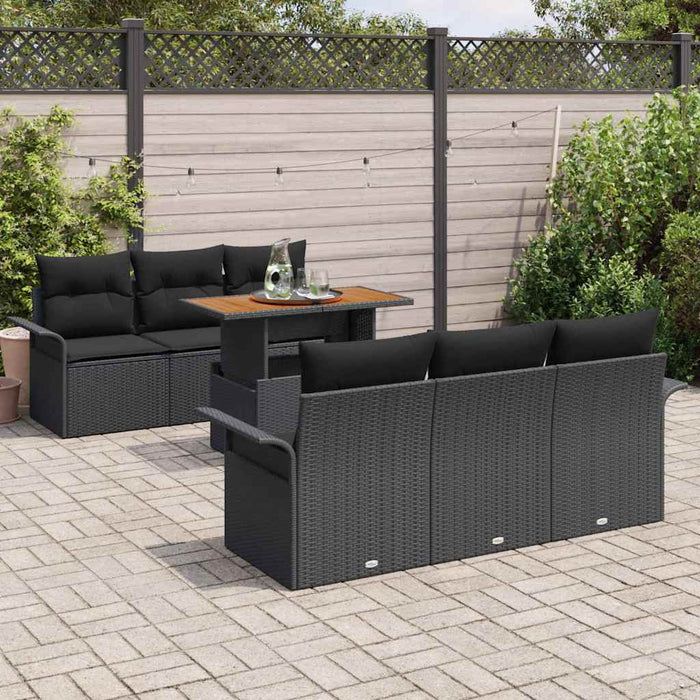 Set de canapele pentru grădină cu pernă 7 pcs Negru - WALTI WALTI
