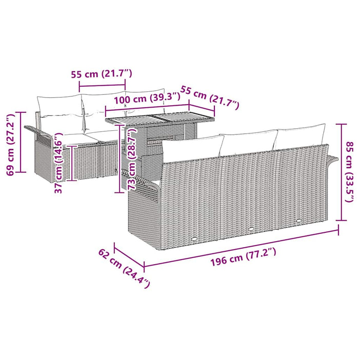 Set de canapele pentru grădină cu pernă 7 pcs Negru - WALTI WALTI