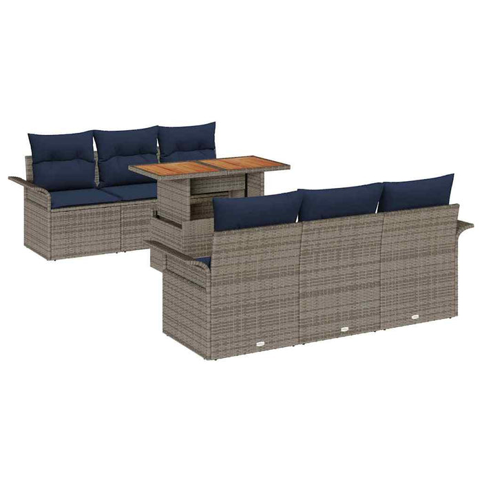 Set de canapele pentru grădină 7 pcs Gri și albastru marin WALTI