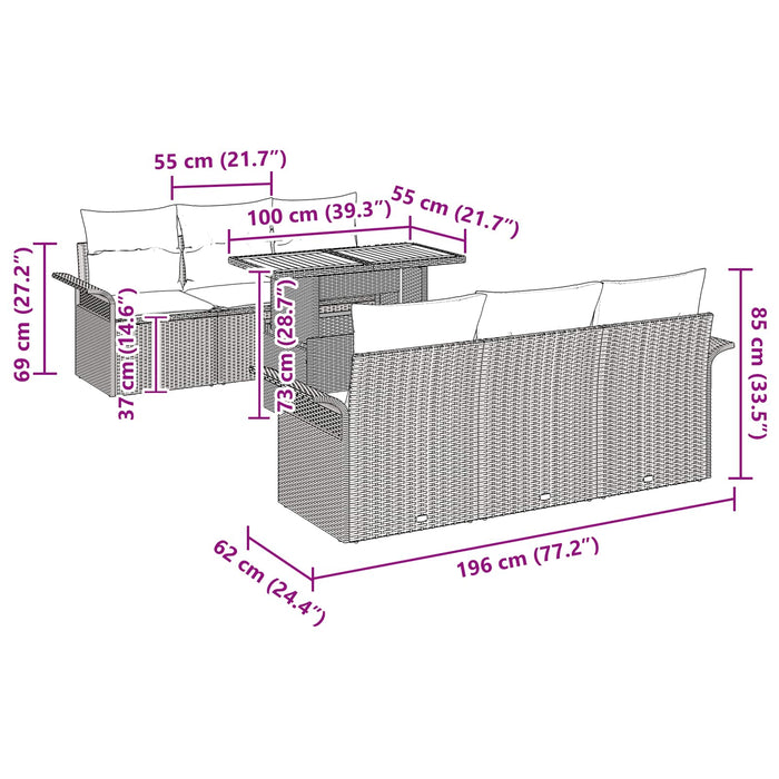 Set de canapele pentru grădină cu pernă 7 pcs Negru și Albastru - WALTI WALTI