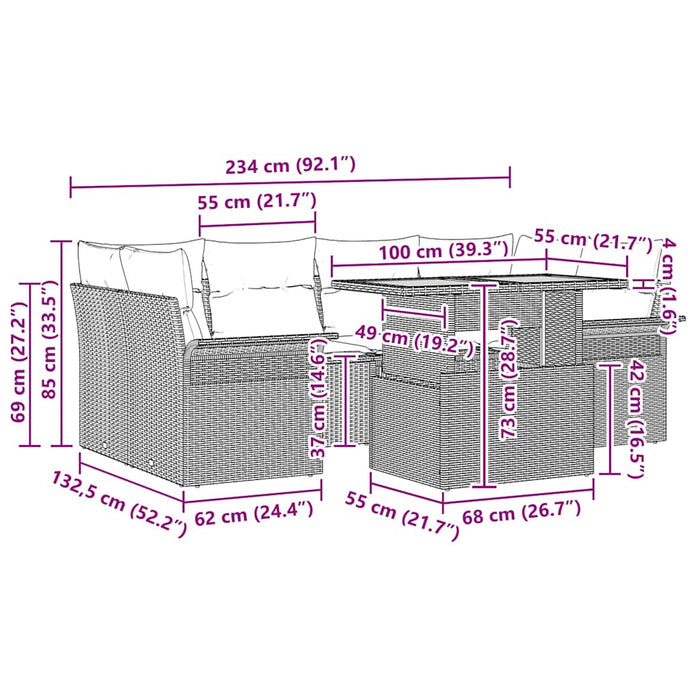 Set de canapele pentru grădină 7 pcs Gri 100 x 55 x 73 cm - WALTI WALTI