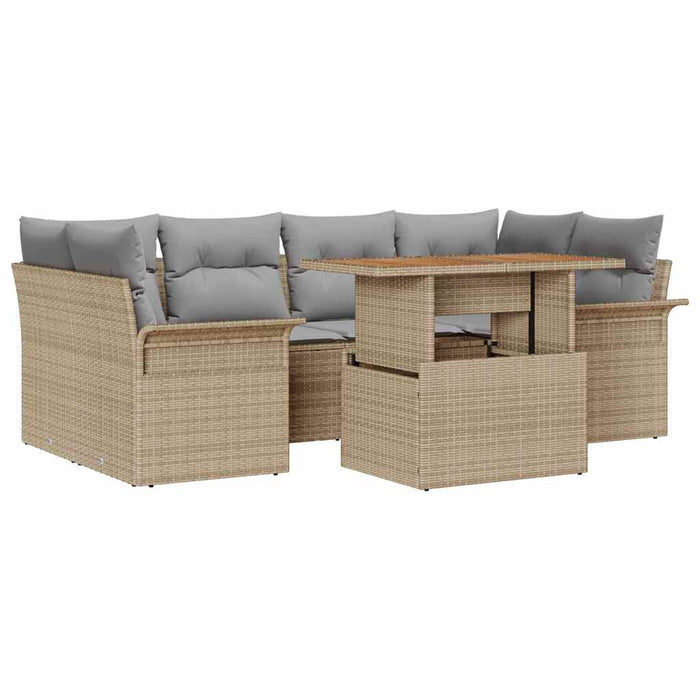 Set de canapele pentru grădină 7 pcs bej și gri deschis - WALTI WALTI