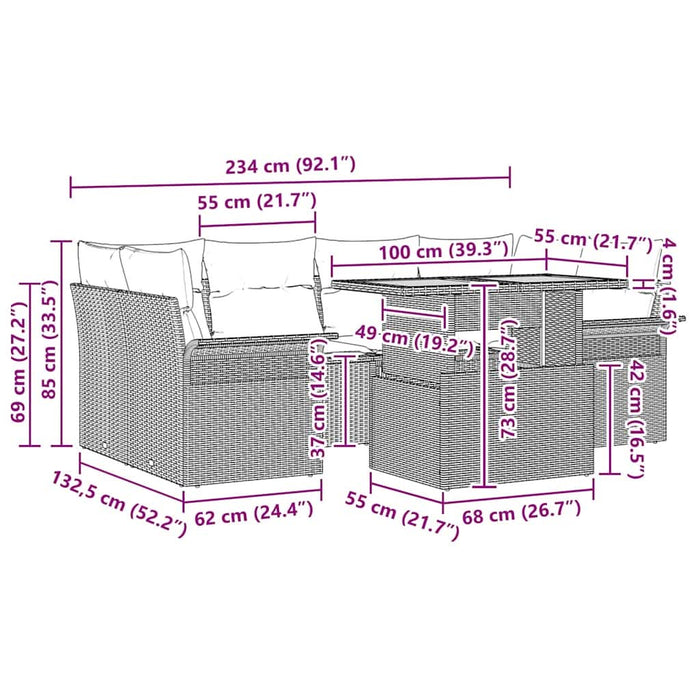 Set de canapele pentru grădină 7 pcs bej și gri deschis - WALTI WALTI