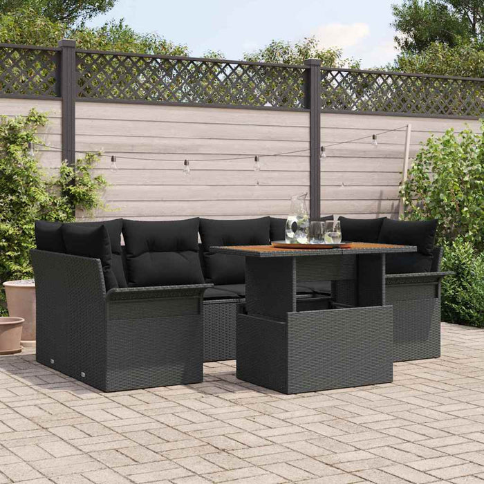 Set de canapele pentru grădină cu pernă 7 pcs Negru - WALTI WALTI