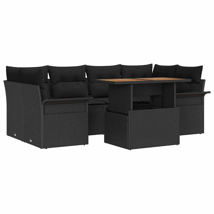 Set de canapele pentru grădină cu pernă 7 pcs Negru - WALTI WALTI