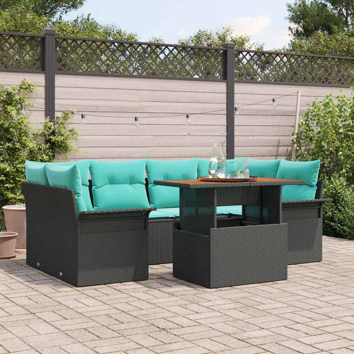 Set de canapele pentru grădină cu pernă 7 pcs Negru și albastru - WALTI WALTI