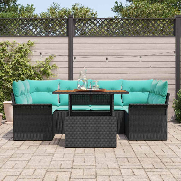 Set de canapele pentru grădină cu pernă 7 pcs Negru și albastru - WALTI WALTI