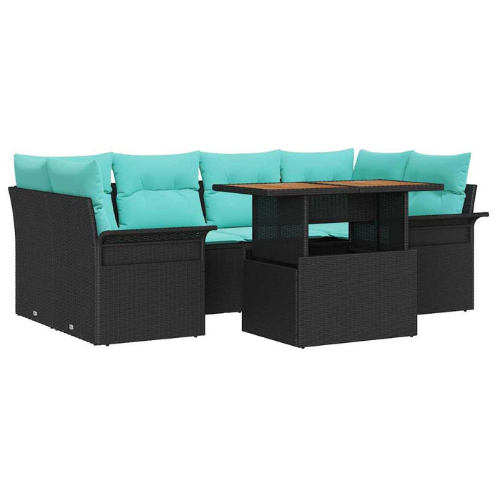 Set de canapele pentru grădină cu pernă 7 pcs Negru și albastru - WALTI WALTI
