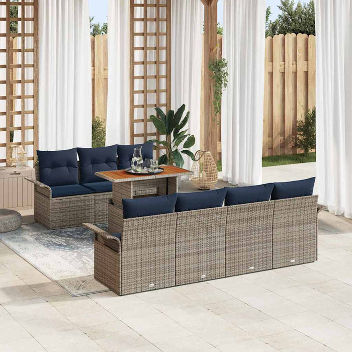 Set de canapele pentru grădină cu pernă 8 pcs gri și bleumarin WALTI