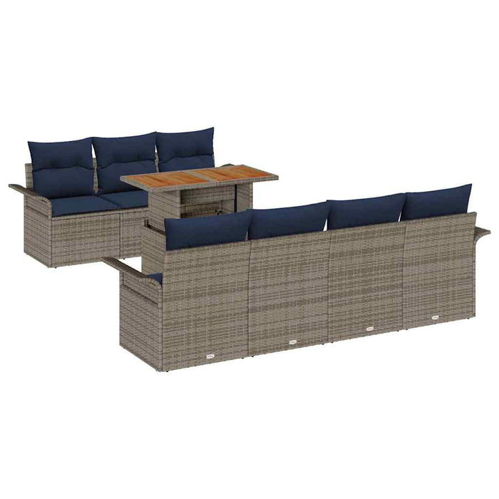 Set de canapele pentru grădină cu pernă 8 pcs gri și bleumarin WALTI