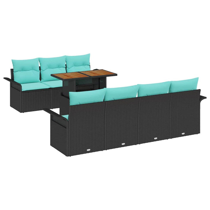 Set de canapele pentru grădină cu pernă 8 pcs Negru și albastru - WALTI WALTI