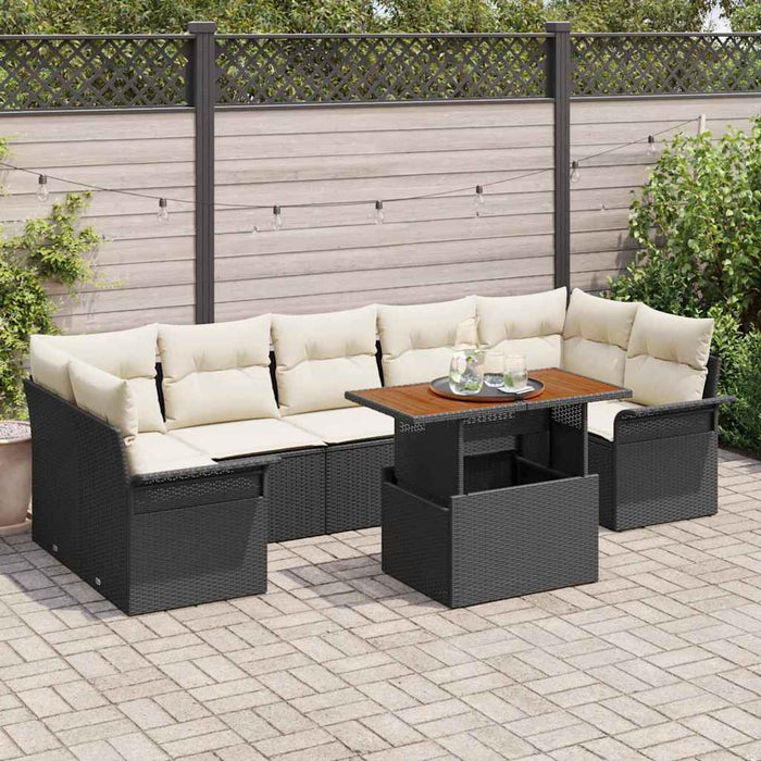 Set de canapele pentru grădină 8 buc. negru și crem WALTI