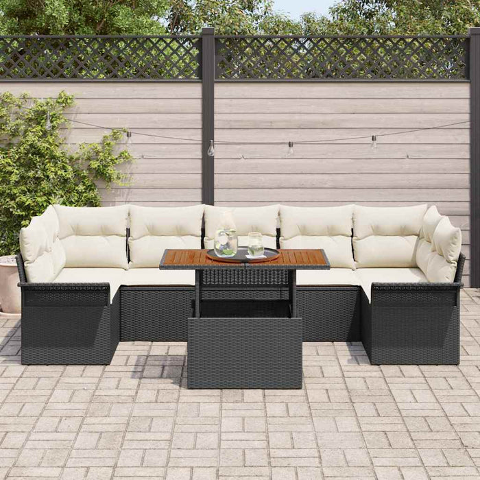 Set de canapele pentru grădină 8 buc. negru și crem WALTI
