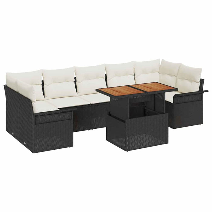 Set de canapele pentru grădină 8 buc. negru și crem WALTI