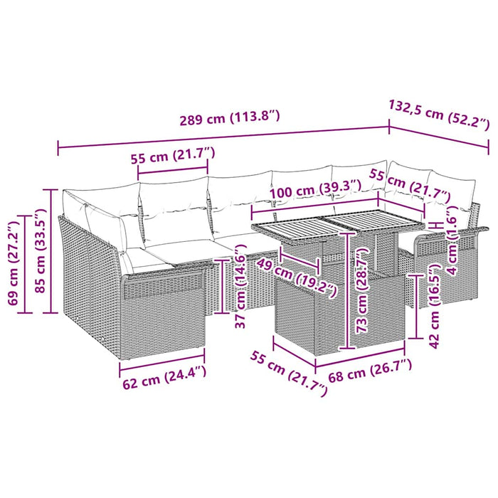 Set de canapele pentru grădină 8 buc. negru și crem WALTI