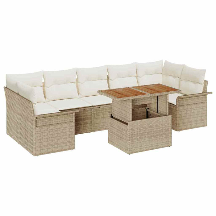 Set de canapele pentru grădină cu pernă 8 pcs bej și crem - WALTI WALTI