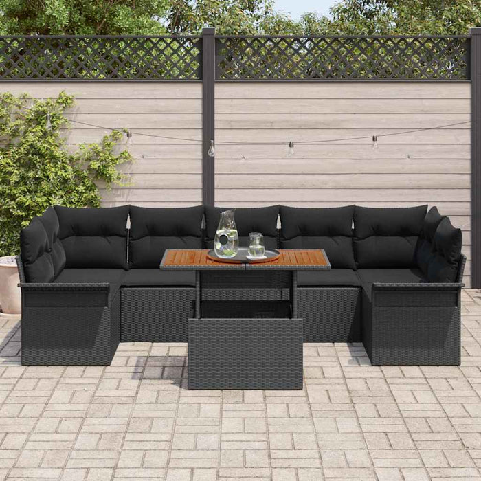 Set de canapele pentru grădină cu pernă 8 pcs Negru - WALTI WALTI