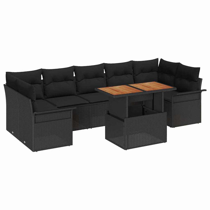 Set de canapele pentru grădină cu pernă 8 pcs Negru - WALTI WALTI