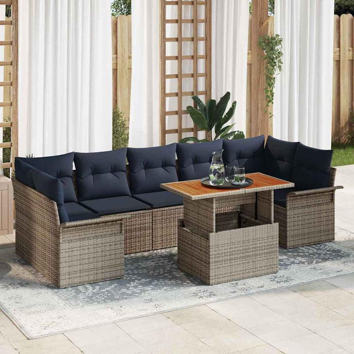 Set de canapele pentru grădină 8 pcs Gri și albastru marin WALTI