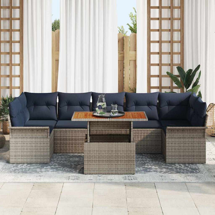 Set de canapele pentru grădină 8 pcs Gri și albastru marin WALTI