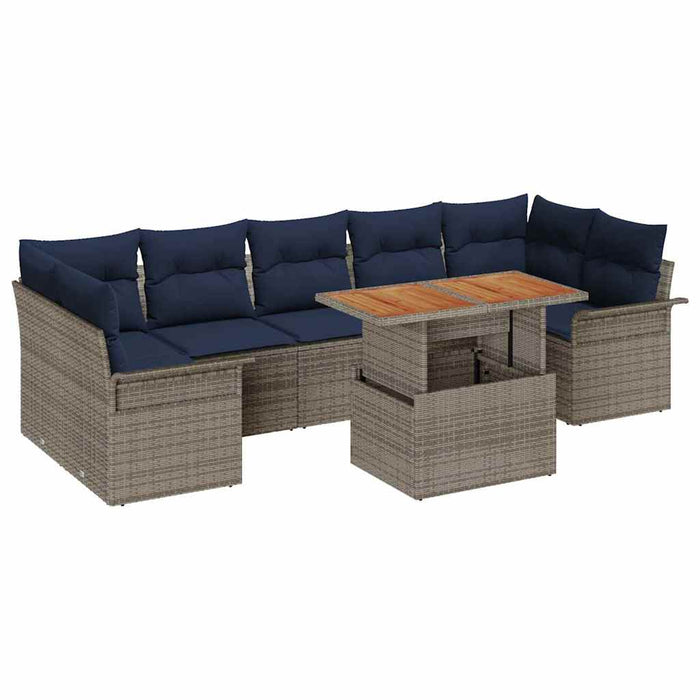 Set de canapele pentru grădină 8 pcs Gri și albastru marin WALTI