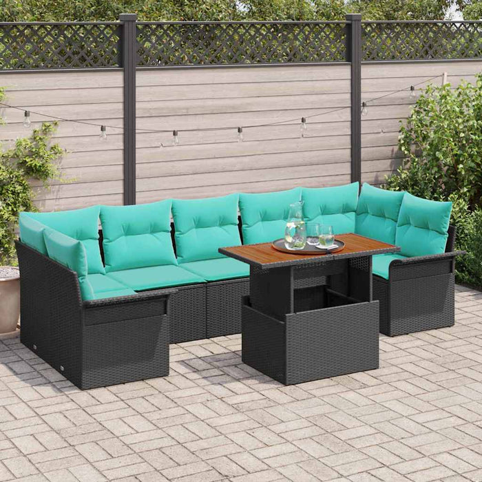 Set de canapele pentru grădină cu pernă 8 pcs Negru și Albastru - WALTI WALTI
