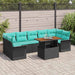 Set de canapele pentru grădină cu pernă 8 pcs Negru și Albastru - WALTI WALTI