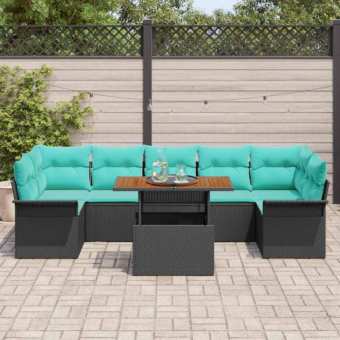 Set de canapele pentru grădină cu pernă 8 pcs Negru și Albastru - WALTI WALTI