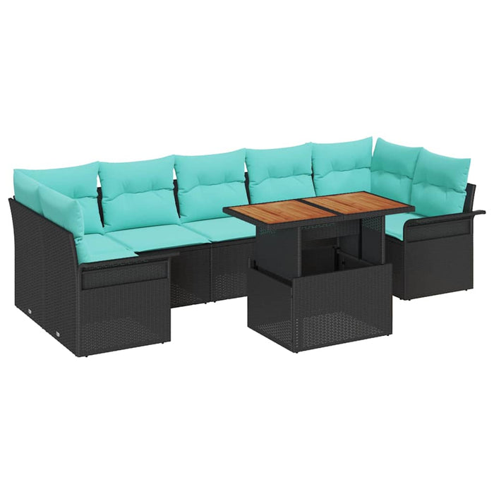 Set de canapele pentru grădină cu pernă 8 pcs Negru și Albastru - WALTI WALTI