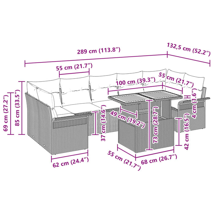 Set de canapele pentru grădină cu pernă 8 pcs Negru și Albastru - WALTI WALTI