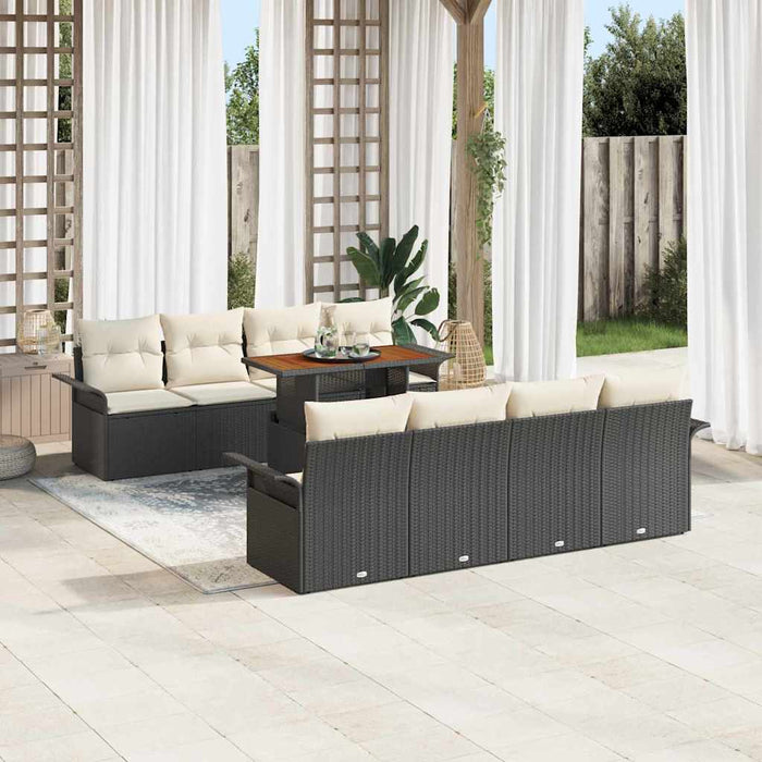 Set de canapele pentru grădină cu pernă 7 pcs negru și crem - WALTI WALTI