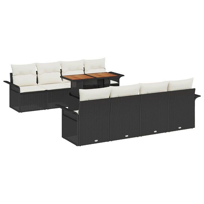 Set de canapele pentru grădină cu pernă 7 pcs negru și crem - WALTI WALTI