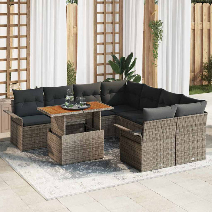 Set de canapele pentru grădină cu pernă Manual 9 pcs Gri - WALTI WALTI