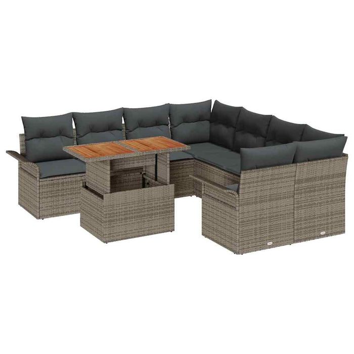 Set de canapele pentru grădină cu pernă Manual 9 pcs Gri - WALTI WALTI