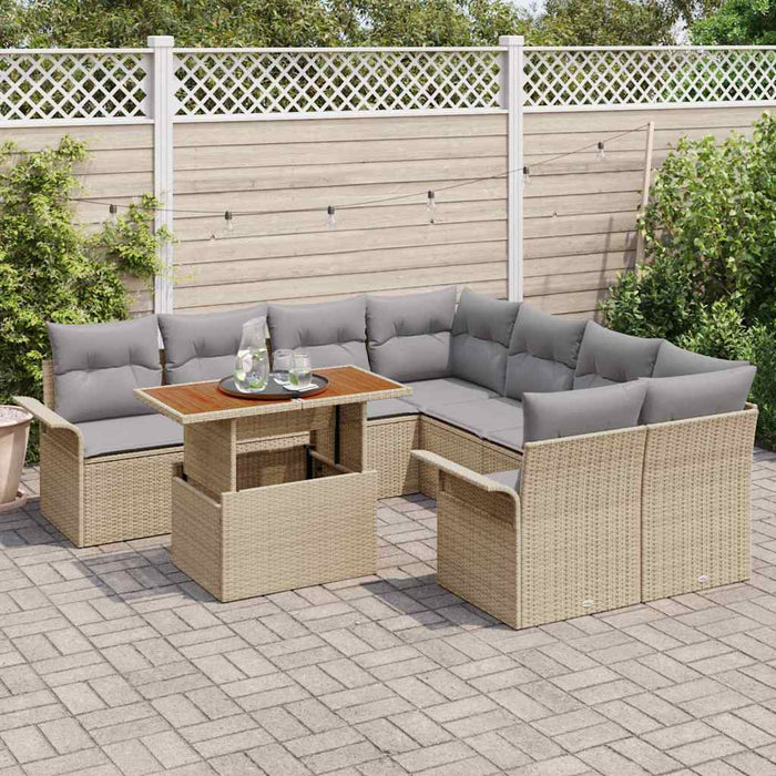 Set de canapele pentru grădină 9 pcs bej și gri deschis - WALTI WALTI