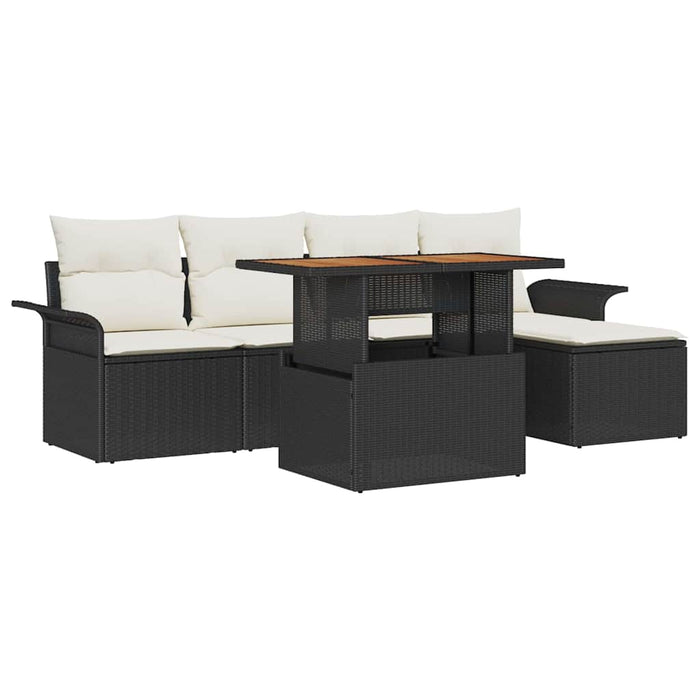 Set de canapele pentru grădină cu pernă 6 pcs negru și crem - WALTI WALTI