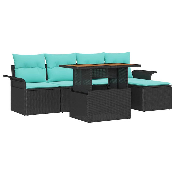 Set de canapele pentru grădină cu pernă 6 pcs Negru și albastru - WALTI WALTI