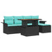 Set de canapele pentru grădină cu pernă 6 pcs Negru și albastru - WALTI WALTI