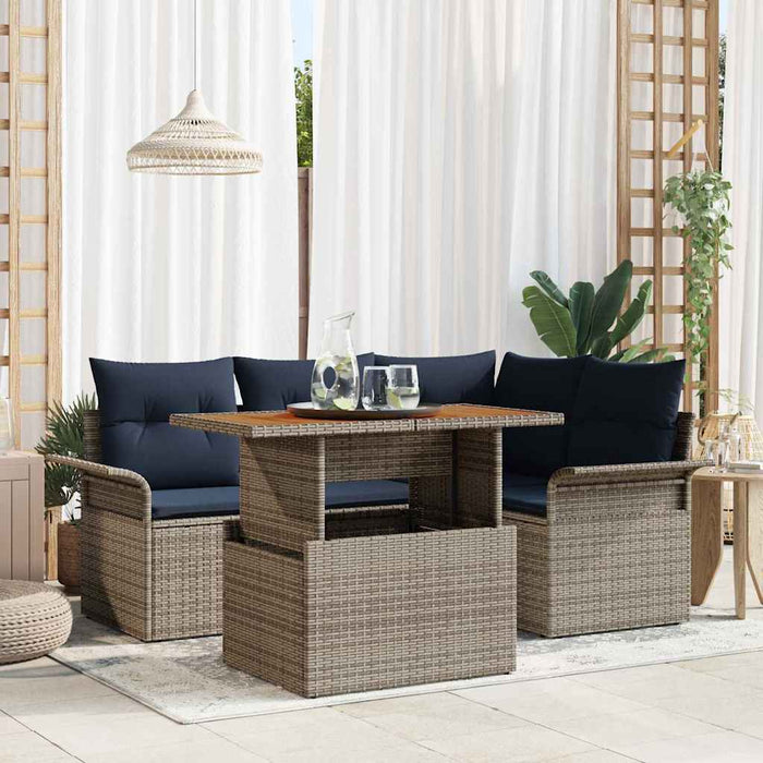 Set de canapele pentru grădină cu pernă 5 pcs gri și bleumarin WALTI