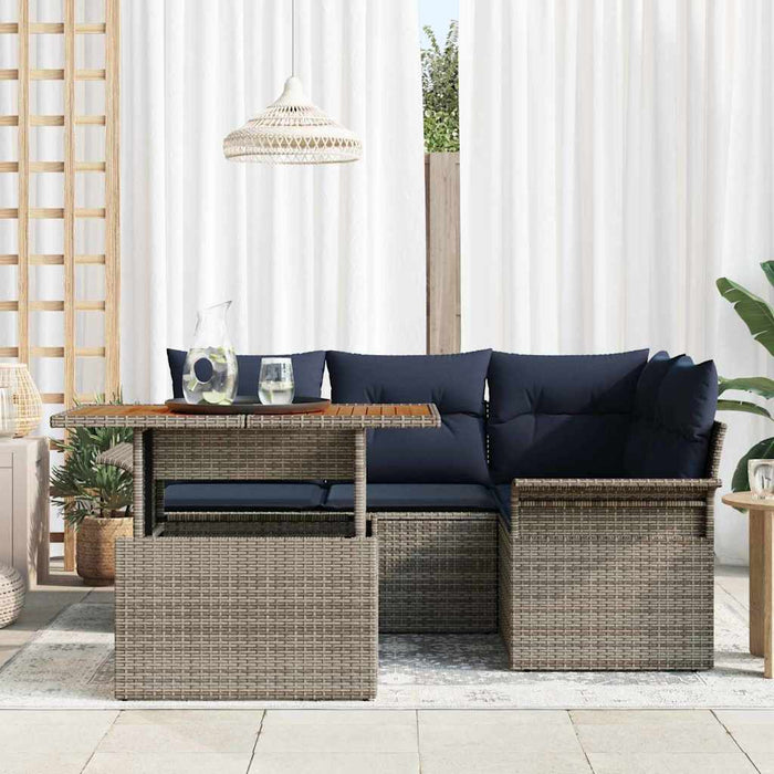 Set de canapele pentru grădină cu pernă 5 pcs gri și bleumarin WALTI