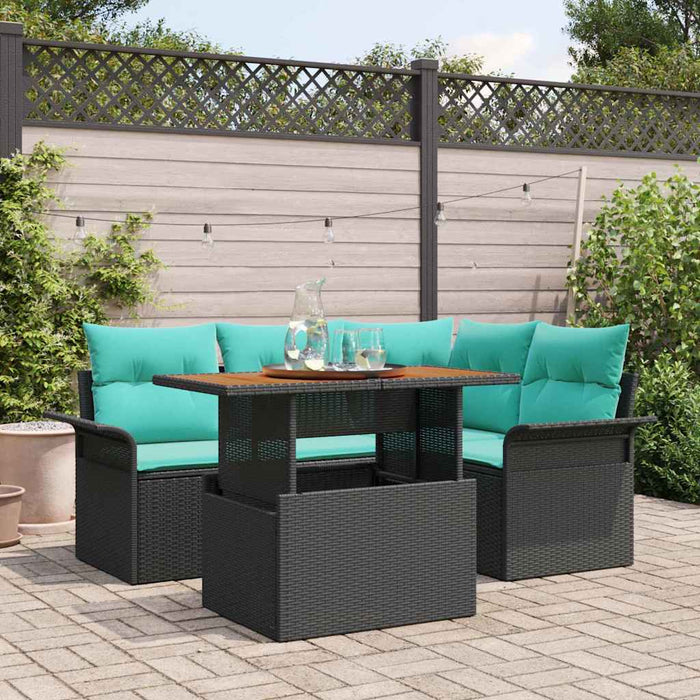 Set de canapele pentru grădină cu pernă 5 pcs Negru și albastru - WALTI WALTI
