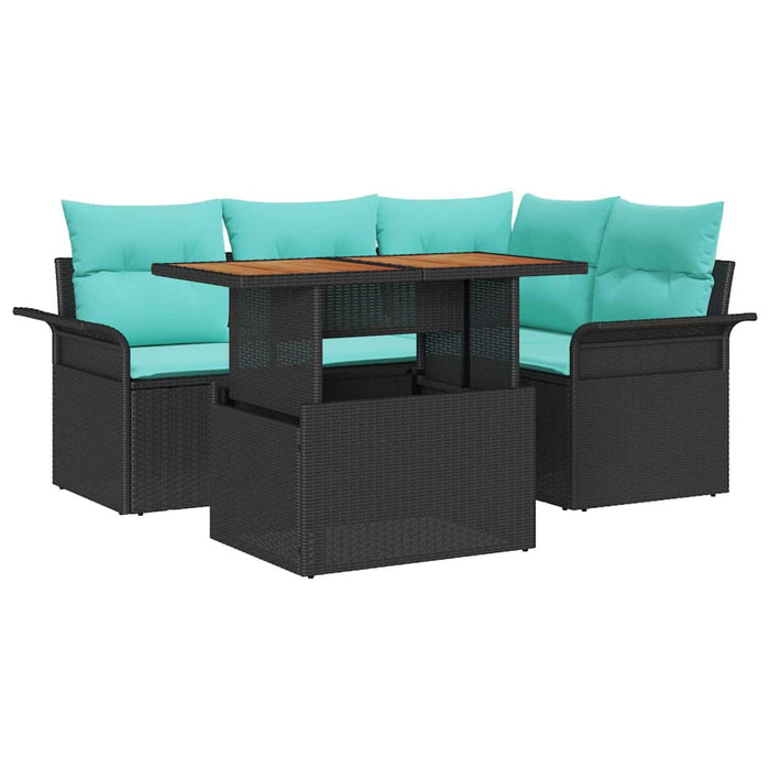 Set de canapele pentru grădină cu pernă 5 pcs Negru și albastru - WALTI WALTI