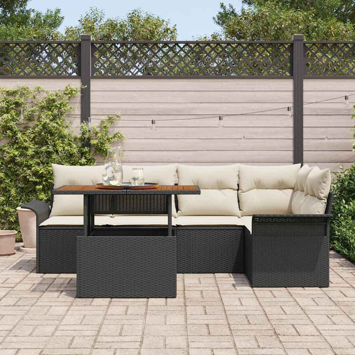 Set de canapele pentru grădină 6 buc. negru și crem - WALTI WALTI
