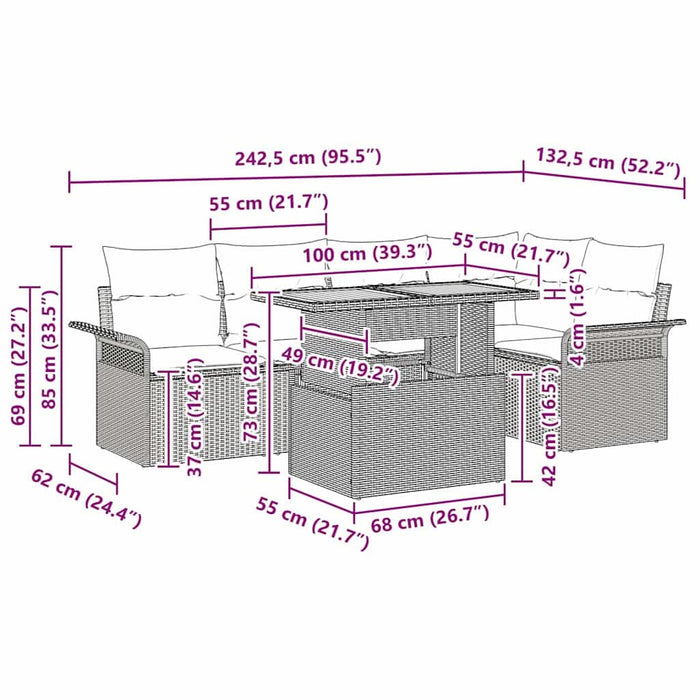 Set de canapele pentru grădină 6 pcs bej și gri deschis - WALTI WALTI