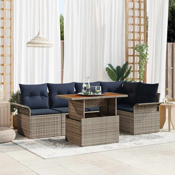 Set de canapele pentru grădină 6 pcs Gri și albastru marin WALTI