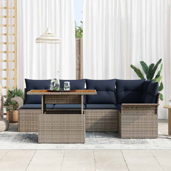 Set de canapele pentru grădină 6 pcs Gri și albastru marin WALTI