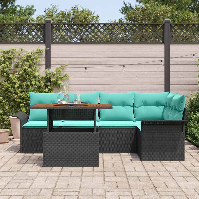 Set de canapele pentru grădină cu pernă 6 pcs Negru și Albastru - WALTI WALTI