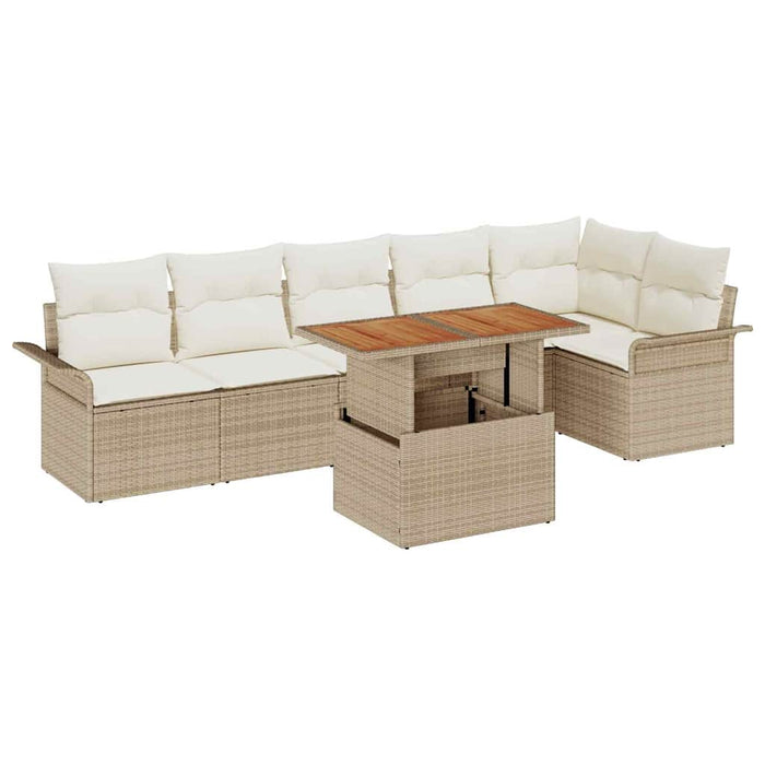 Set de canapele pentru grădină cu pernă 7 pcs bej și crem - WALTI WALTI