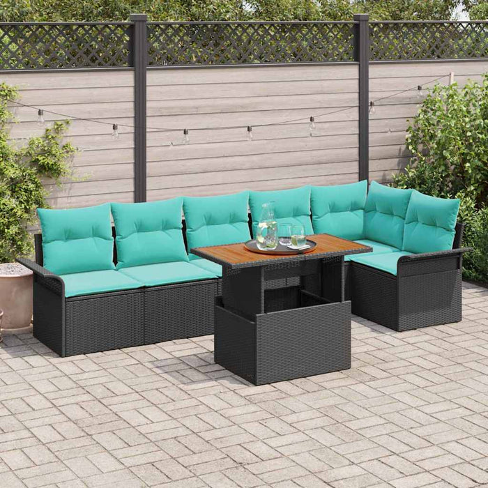 Set de canapele pentru grădină cu pernă 7 pcs Negru și Albastru - WALTI WALTI